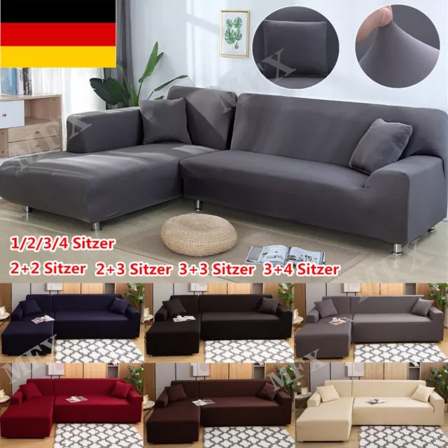 Sofabezug stretch elastische Sofahusse Abdeckung Für 1-4 Sitzer & L Form Ecksofa