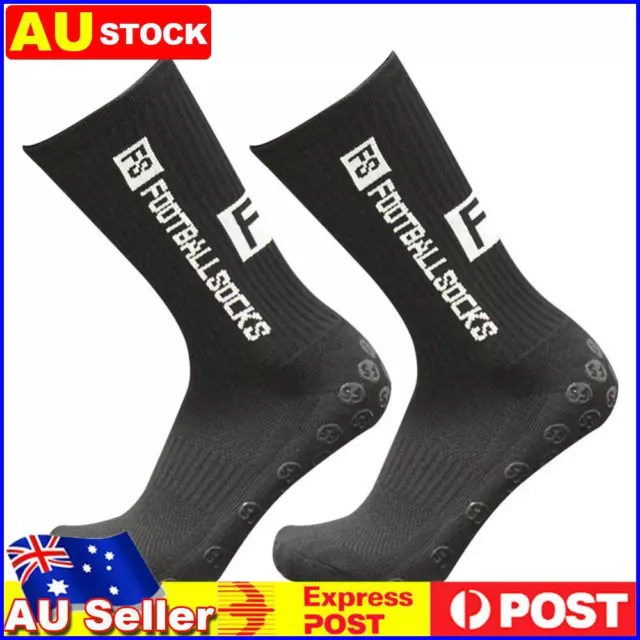 Round Silicone Suction Non Slip Football Socks Sports Training Sock (Black)
