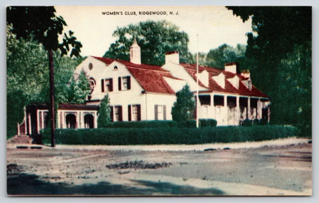 Ridgewood New Jersey~Women's Club On Street Corner~Vintage Postcard
