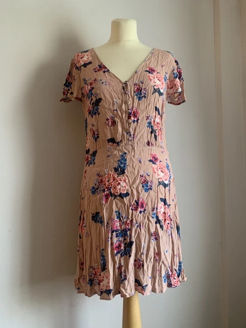 JACK WILLS SIZE 10 Pink Floral Dress Summer Sun Beach Short