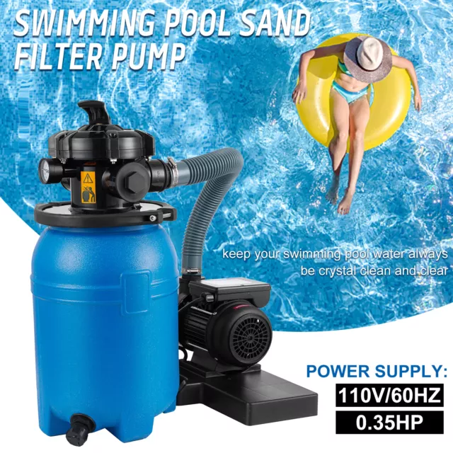 10" Sand Filter Above Ground with 1/3HP Pool Pump 2640GPH Flow Up to 10000Gallon 2