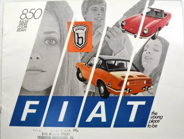 1970 Fiat 850 Racer Spider Coupe Sedan Color Dealer Sales Brochure