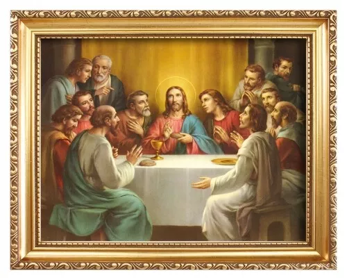 The Last Supper Jesus And 12 Disciples Apostles Framed Picture Religious Print