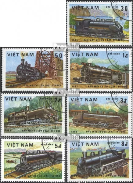 Vietnam 1291-1297 (complete issue) used 1983 Locomotives