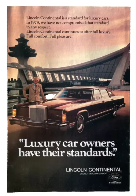 Ford Lincoln Continental Luxury Car Dulles Airport 1978 Vintage Print Ad-C-3.1