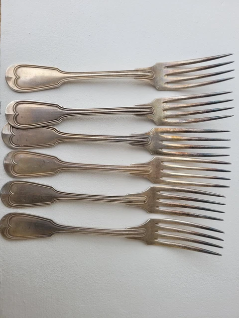 5 Fourchettes Metal Argente Christofle Avec Monogramme 21 Cm