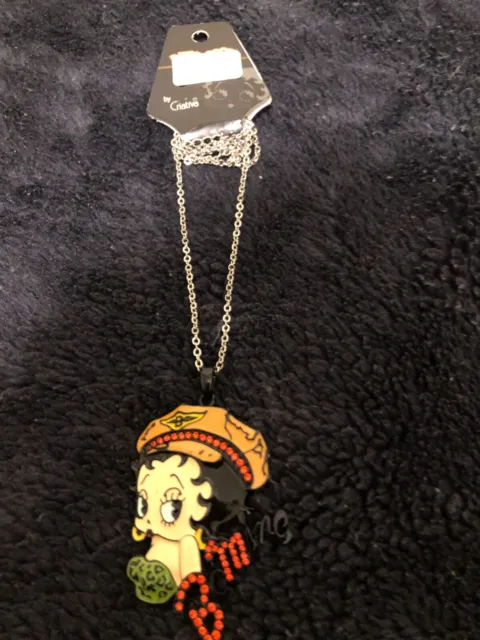 King Features Betty Boop Rhinestone Orange Pendant Necklace Be Mine