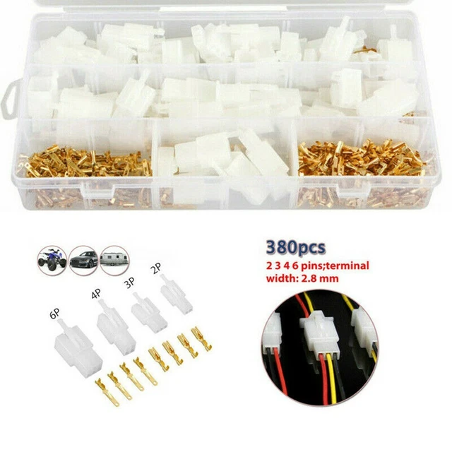 380Pcs Terminal Prise Automobile Câble Électrique Mâle Femelle Nylon + en Cuivre