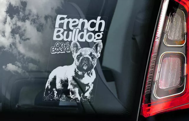 Französische Bulldogge Autoaufkleber - Hund an Bord Bulldogge Stoßstange Fensteraufkleber - V04