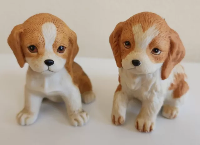Homco Cocker Spaniel & Beagle Puppy Dog 2.75" Figurine 8828 Vintage Set Of 2 Vtg