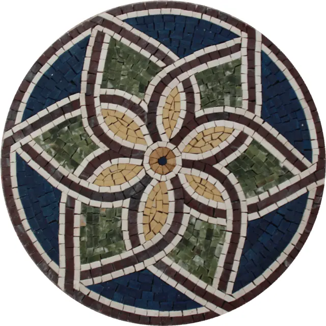 Mosaico mármol arte floral inserto medallón hogar piscina diseño piso