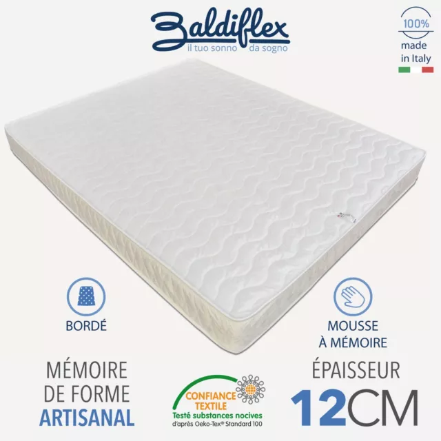 Matelas 140X190 cm "Easy Small Memory" lit double - Coton orthopédique Baldiflex