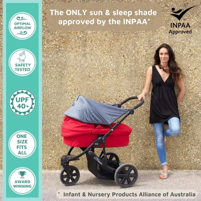 SnoozeShade Original Deluxe Universal Fit Pram and Buggy Sun Shade (0-6M) NEW