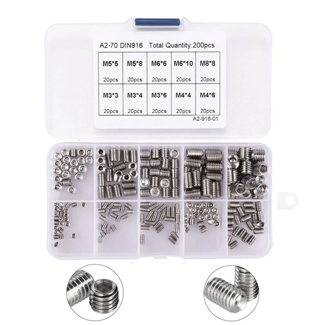 200Pcs Cup Point Allen Head Socket Hex Grub  Door Handles Knobs