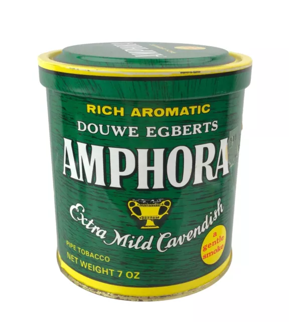 Douwe Egberts Amphora Extra Mild Cavendish Tobacco Tin EMPTY Green Yellow