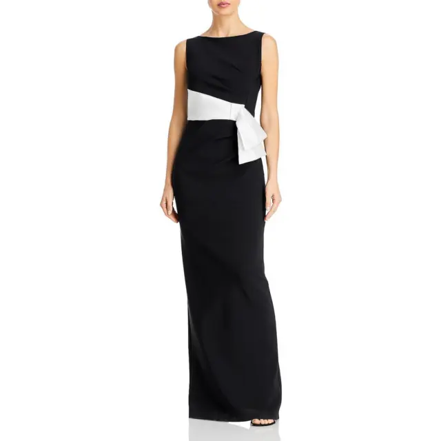 Chiara Boni Womens Yazhi  B/W Ponte Bow Waist Evening Dress Gown 10 BHFO 3375