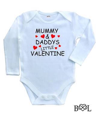 Baby Boy's Mummia & Papà Little VALENTINE Gilet Babygrow regalo Body unisex