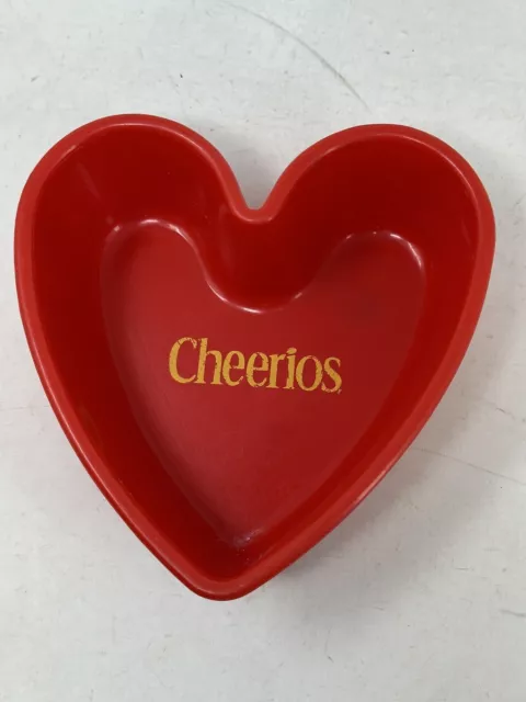 Cheerios Red Heart Shaped Cereal Bowl VTG Hard Plastic 6.5"