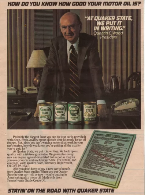 Quaker State Oil--1982 Print Ad