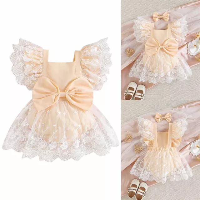 Kids Baby Girls Ruffle Lace Tulle Dress Summer Sleeveless Party Romper Dresses