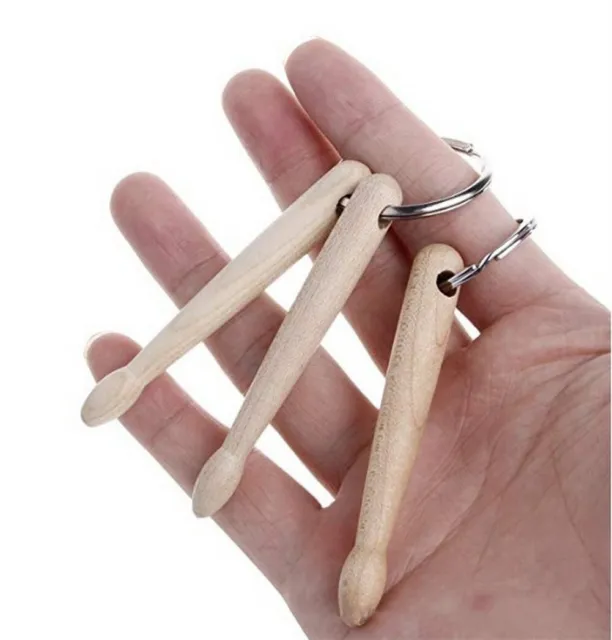 Compact Drumsticks Keychain Wood Percussion Key Ring Fashion Accessory
