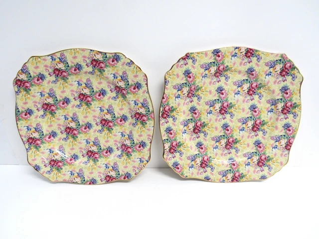 Royal Winton Grimwades Ltd. Welbeck Dinner Set - Yellow Chintz, Gold Trim - EUC 2