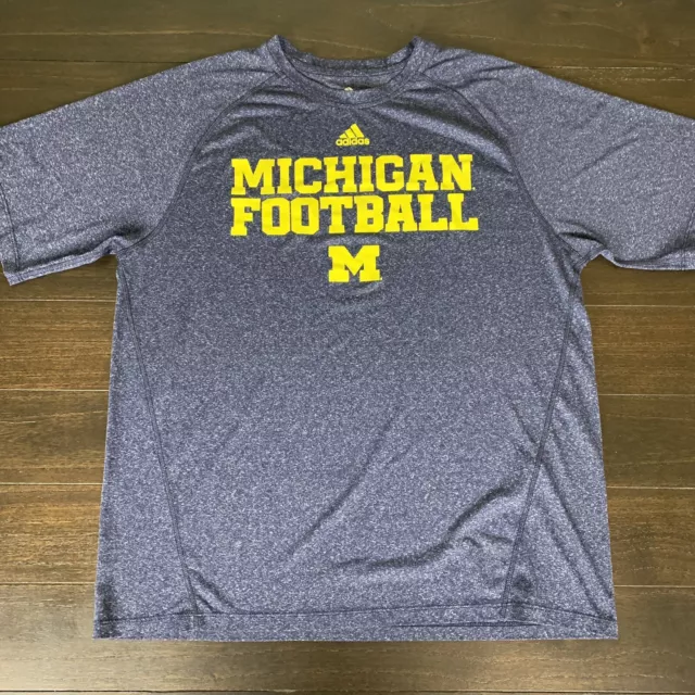 Adidas Climalite Mens Michigan Football Athletic Dry Fit Gray T-shirt Size L