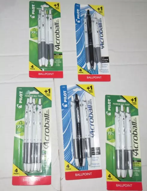 b7 Lot of 20 Pens PILOT Acroball Pure White Black Hybrid Ink Fine 0.7mm