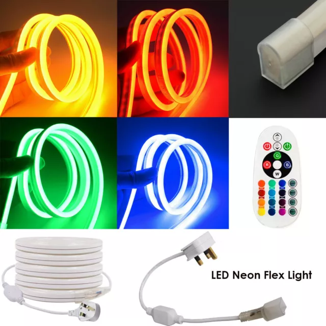 LED Strip Neon Flex Rope Light Waterproof 220V Sign Flexible Outdoor Lighting UK