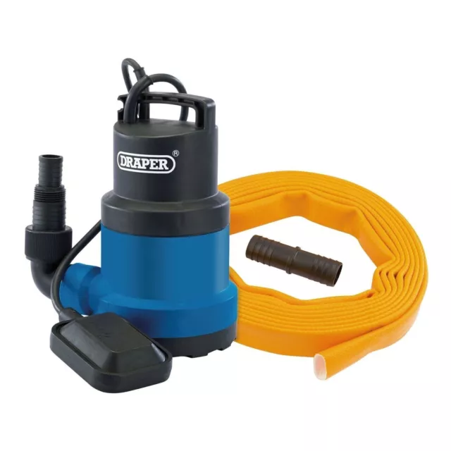 Draper 550w Submersible Clean Water Pump With Float Switch And Layflat Hose 191L