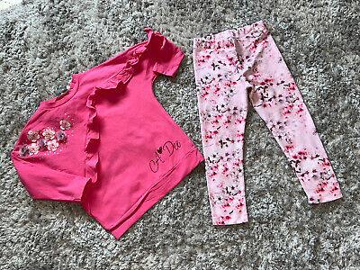 Very Good Condition - Adee Floral 2 Piece Jumper & Leggings Set 5 Years 110 Pink