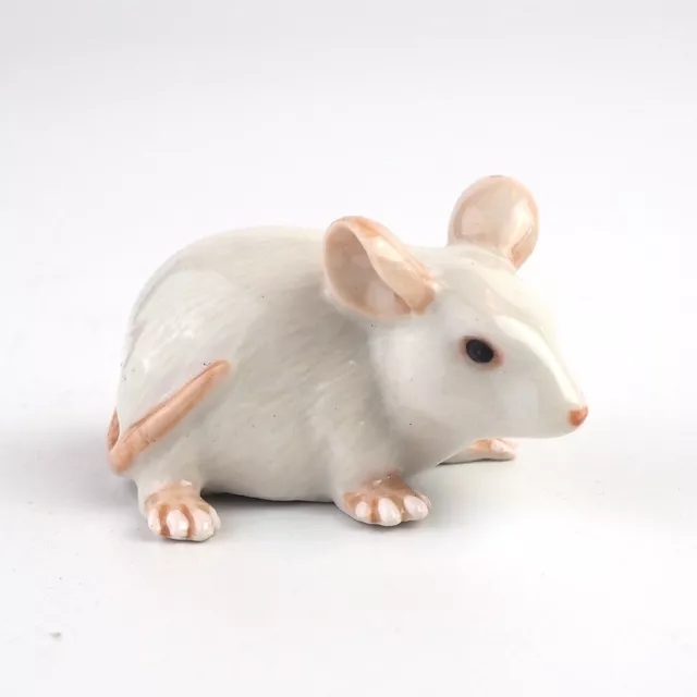 White Rat Figurine Ceramic Craft Miniatures Animal