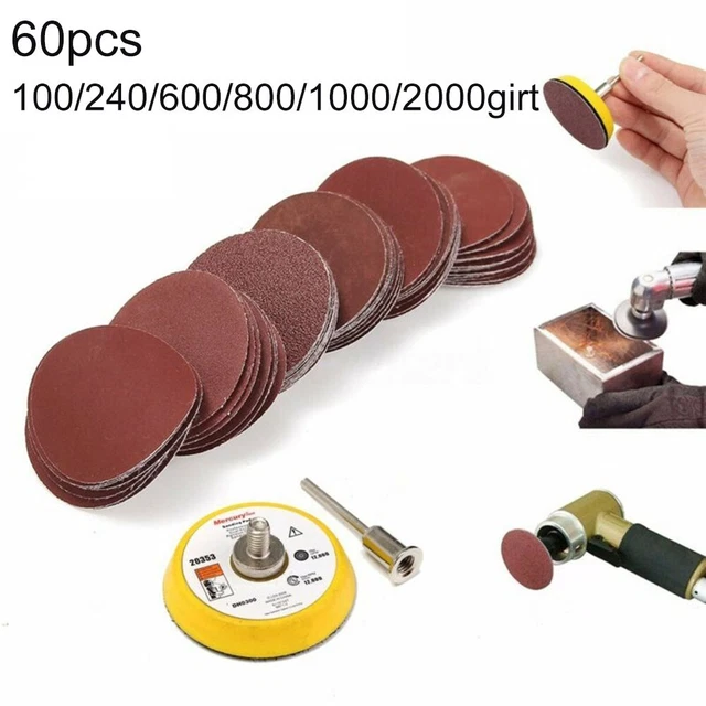 Solución de lijado fiable 60 ud. Discos abrasivos de 2 pulgadas + poste de soporte de 50 mm