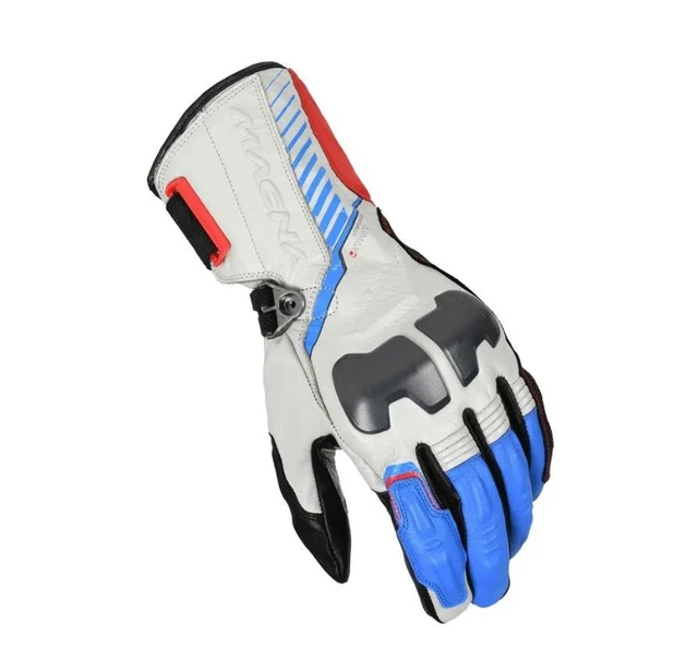 Gants de Moto pour Homme Estival MACNA Rang RTX Blanc/Rouge / Blue