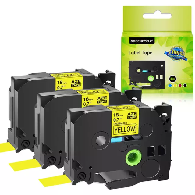 18mm Label Tape For TZe-641 TZ-641 Brother P-Touch PTD410 PTD460 Black/Yellow ×3