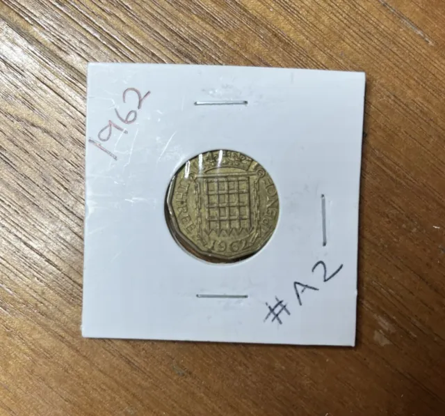 🐸1962 Three Pence Coin 🐸United Kingdom 3P Coin Queen Elizabeth Ii #Az🐸