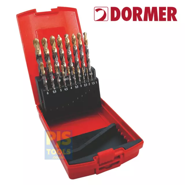 Dormer A095201 A905 201 19pc 1-10mm X 0.5 HSS tin coat drill set plastic box