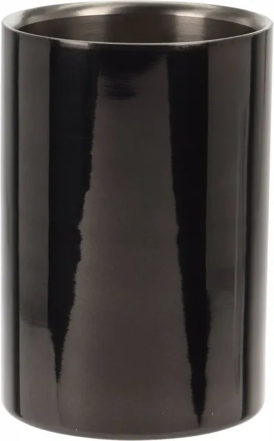 Flaschenkühler Sektkühler Weinkühler Edelstahl 18X12 cm Schwarz Eis Doppelwandig