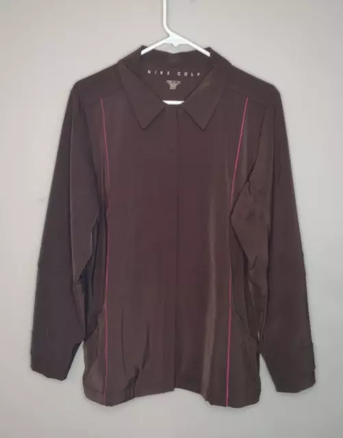 Nike Golf Dri-Fit Jacket Women's Brown Pink Accent Size Large