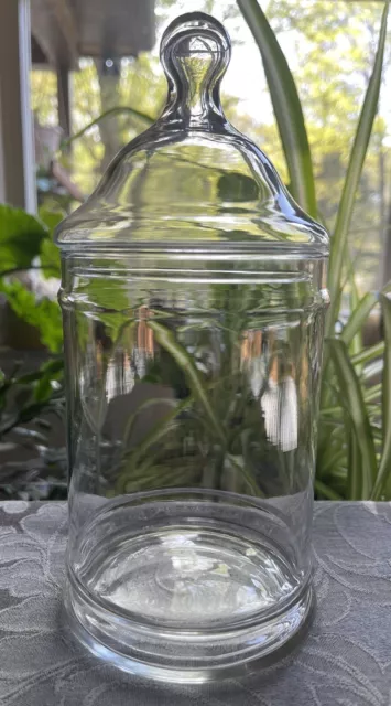 9” Clear Glass Apothecary Jar Glass Lid Candy Drugstore Pharmacy Terrarium