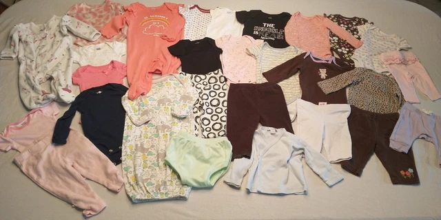 Baby Girl Newborn 0-3 3-6 Mos Carter's Summer Romper Pants Clothes Lot of 28