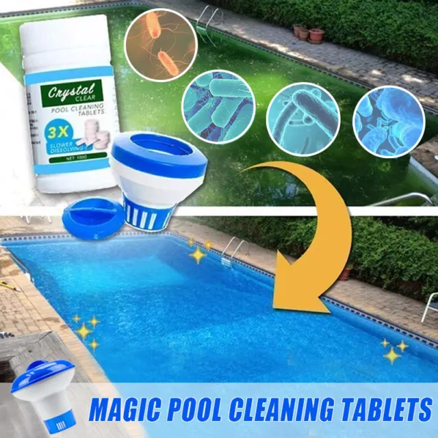 100 Pool Cleaning Tablets Floating Chlorine Hot Tub Chemical Dispenser Cleaner