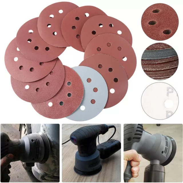 Professional Grade 5 Inch Sanding Discs 50pcs Hook and Loop Mixed Grit 8 Hole