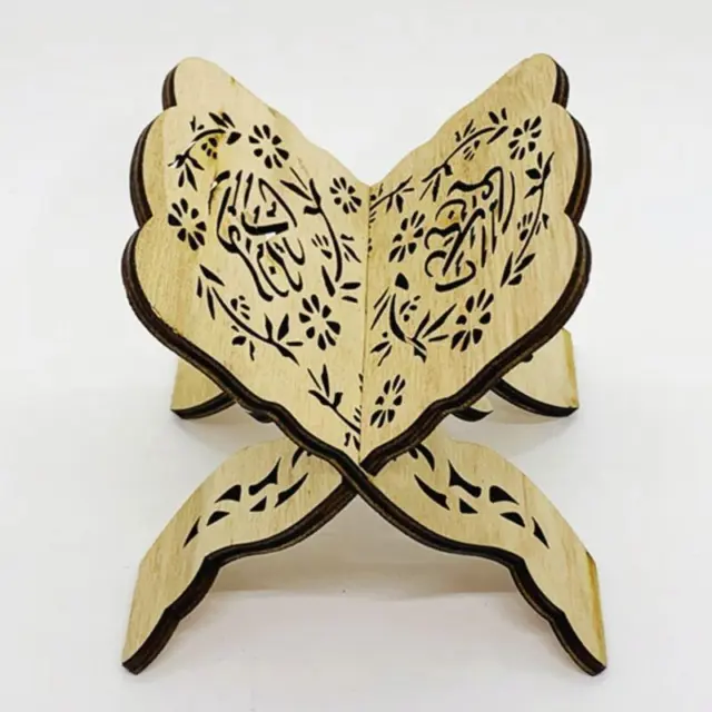 Muslim Book Holder Beautiful Eco Friendly Basswood Wooden Stand Shelf Display