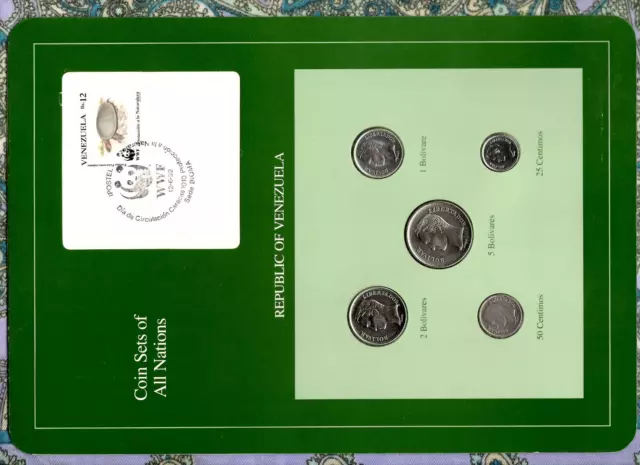 Coin Sets of All Nations Venezuela  w/card 1988 - 1989 UNC Tortoise