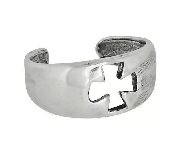 Sterling Silver .925 Iron Cross Toe Ring Adjustable Size | Made In USA