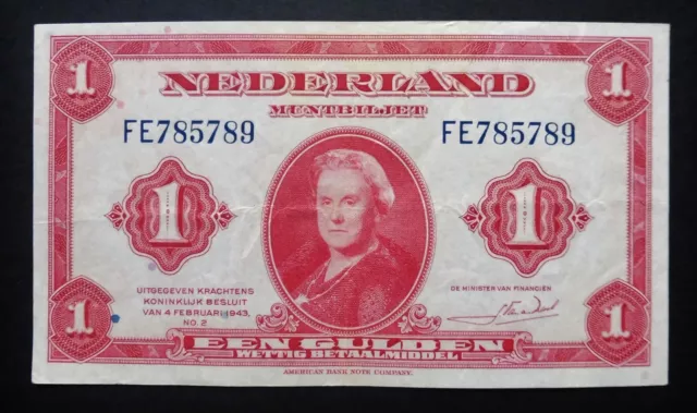 Pays bas - 1 Gulden - 4 février 1943