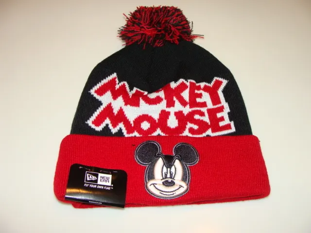 New Era Cap Hat Toque Beanie Disney Pom Knit Winter Fresh Mickey Mouse Cuffed