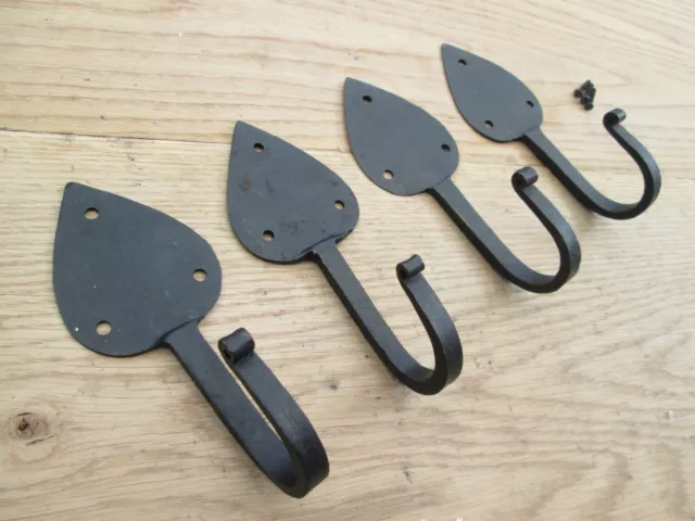 4 X  (6") Hand Forged Wrought Iron Old English Gothic Kitchen Hanging Hooks