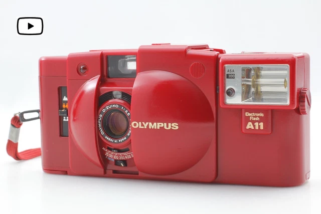 Appareil Photo Argentique Olympus XA2 35 Mm – Point & Shoot Rouge, Flash HS, état EXC+5
